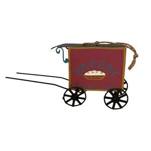 Vtg Amish Covered Wagon Christmas Ornament Hand-Painted Bakery Pleases People